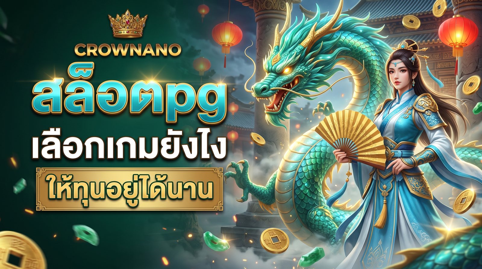 ภาพปกบทความสล็อตpg เลือกเกมยังไงให้ทุนอยู่ได้นาน มังกรหยกกับนักรบหญิง จาก CROWNANO